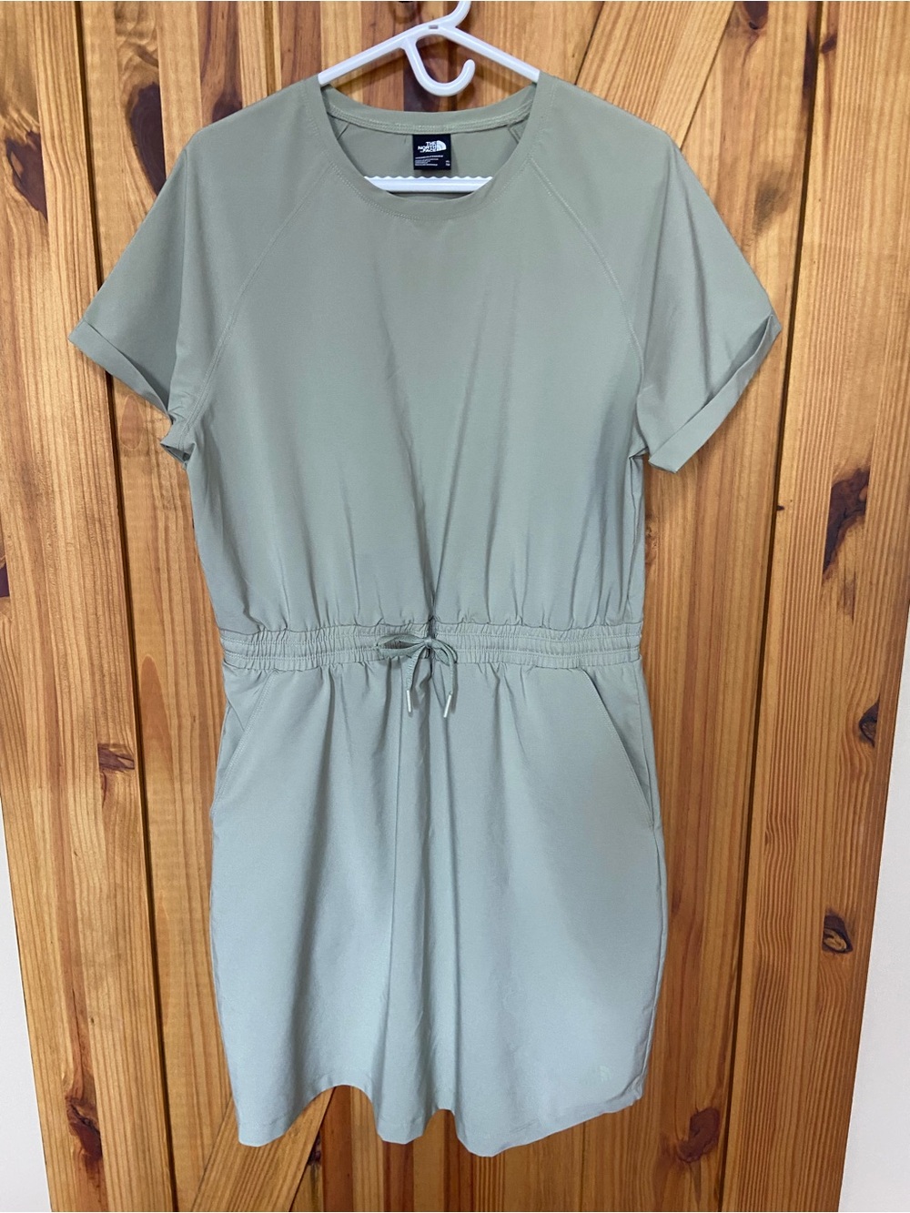 The North Face Women's Sage Green Cinch-Waist Mini summer dress with pockets